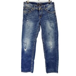 Silver Jeans Co Sam Boyfriend Distressed Md Wash Denim Jeans W26 L28 L6373SLW265